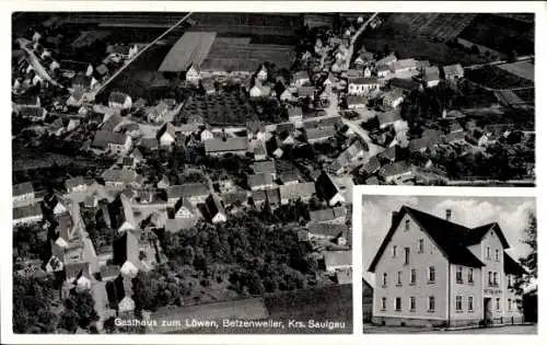 Ak Betzenweiler in Oberschwaben Württemberg, Fliegeraufnahme, Gasthaus zum Löwen