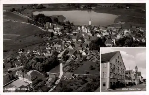 Ak Kißlegg im Allgäu, Fliegeraufnahme, Hotel Hirsch-Post