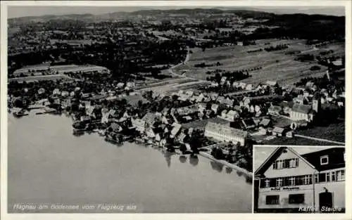 Ak Hagnau am Bodensee, Fliegeraufnahme, Kaffee und Weinstube Steidle