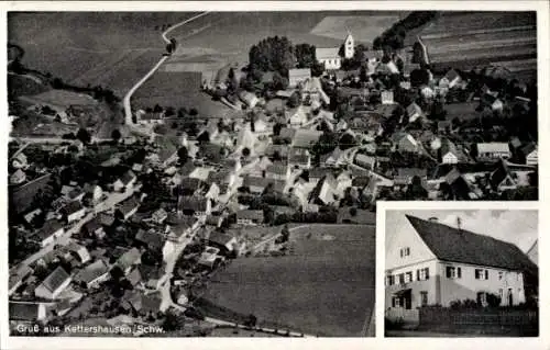 Ak Kettershausen in Schwaben, Fliegeraufnahme, Geschäftshaus A. Löfflad