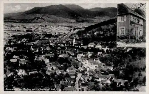 Ak Zunsweier Offenburg in Baden Schwarzwald, Fliegeraufnahme, Gasth. z. Leyenschen Hof