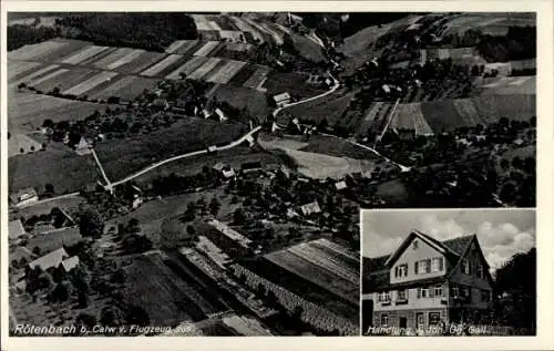 Ak Rötenbach Bad Teinach-Zavelstein Schwarzwald, Fliegeraufnahme, Geschäft