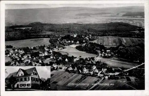 Ak Unterkirchberg Illerkirchberg in Württemberg, Fliegeraufnahme, Gasthaus