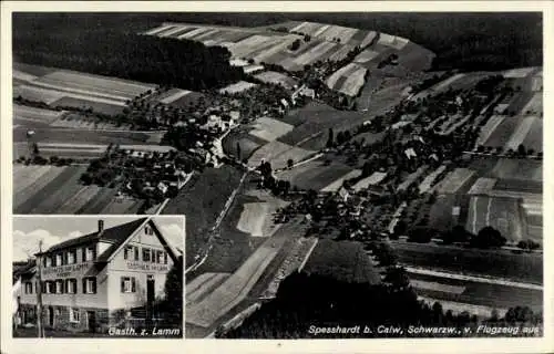 Ak Spesshardt Speßhardt Calw im Schwarzwald, Fliegeraufnahme, Gasthaus zum Lamm