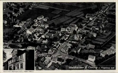 Ak Weidhausen bei Coburg Oberfranken, Fliegeraufnahme, Geschäftshaus Albert Oetzner