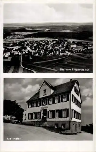 Ak Bitz Schwäbische Alb Württemberg, Fliegeraufnahme, Alb-Hotel