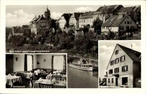 Ak Bad Friedrichshall Jagdstfeld Neckar, Gasthof Schöller, Fähre