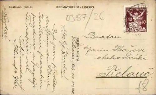 Ak Liberec Reichenberg in Böhmen, Krematorium