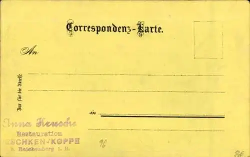 Mondschein Litho Ještěd Jeschken Region Reichenberg, Koppenhaus, Aussichtsturm, Reichenberg