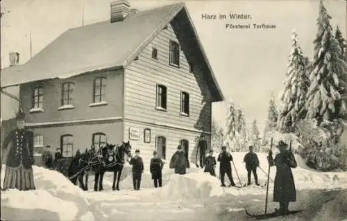 Ak Torfhaus Altenau Schulenberg Clausthal Zellerfeld im Oberharz, Försterei im Winter