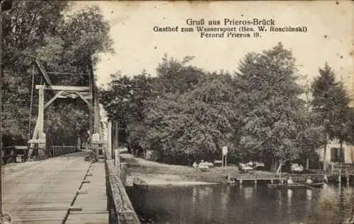 Ak Prierosbrück Gräbendorf in der Mark, Gasthof zum Wassersport