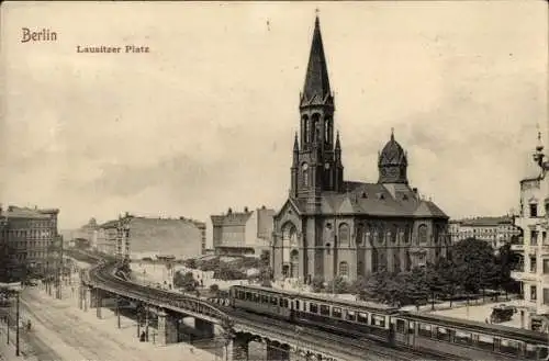 Ak Berlin Kreuzberg, Lausitzer Platz, Kirche