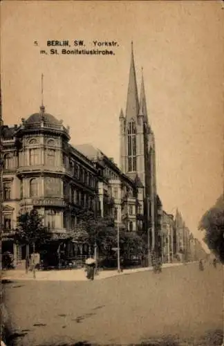 Ak Berlin Friedrichshain, Yorkstraße, St. Bonifatiuskirche