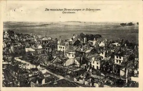Ak Schelesnodoroschny Gerdauen Ostpreußen, Russische Verwüstungen, I. WK