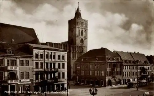 Ak Frankfurt an der Oder, Marktplatz, Marienkirche