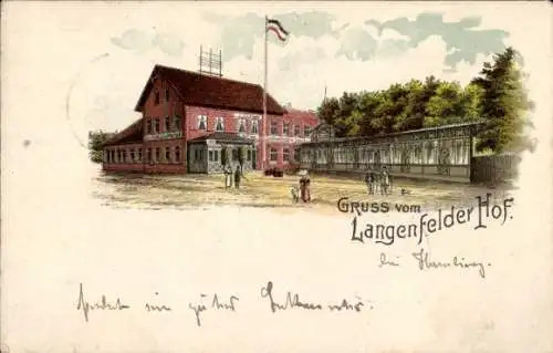 Litho Hamburg Eimsbüttel Langenfelde, Langenfelder Hof, Gastwirtschaft