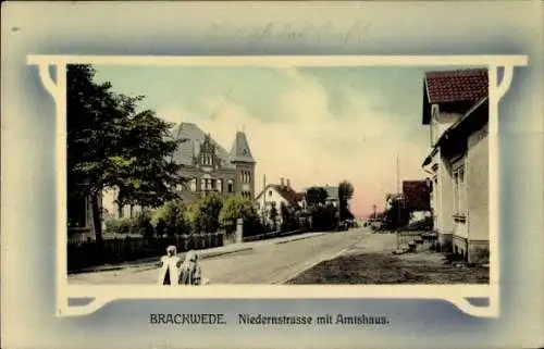 Passepartout Ak Brackwede Bielefeld in Westfalen, Niedernstraße mit Amtshaus