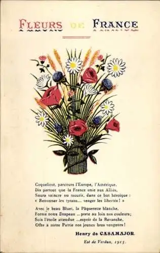 Ak Gedicht von Henry de Casamajor Fleurs de France