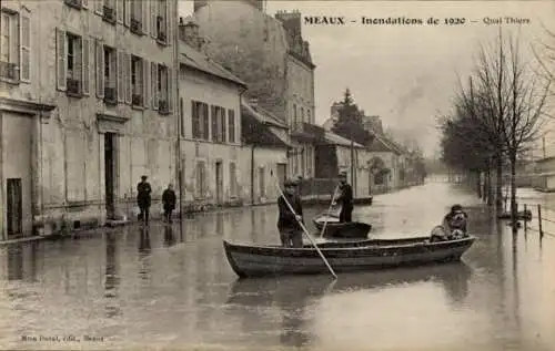 Ak Meaux Seine-et-Marne, Überschwemmungen von 1920, Quai Thiers