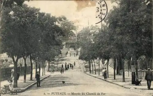 Ak Puteaux Hauts de Seine, Montée du Chemin de Fer