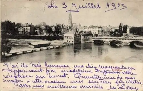 Ak Metz Moselle, Mittelbrücke