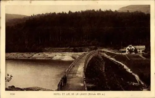 Ak Lac de la Lauch Lauchensee Alsace Haut Rhin, Brücke, Hotel