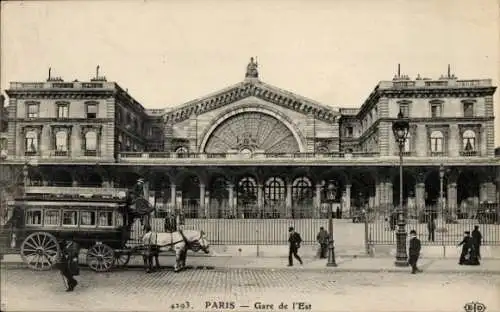 Ak Paris X, Gare de l’Est, Kutsche