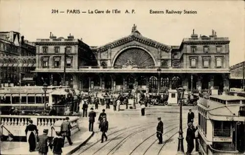 Ak Paris X, Ostabhnhof, Staßenbahn