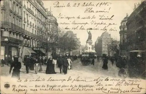 Ak Paris III, Rue du Temple, Place de la République