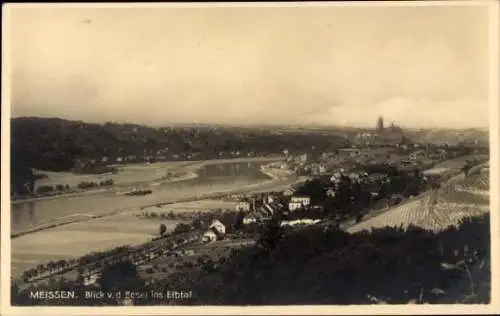 Ak Meißen an der Elbe, Gesamtansicht, Elbtal, Blick von der Bosel