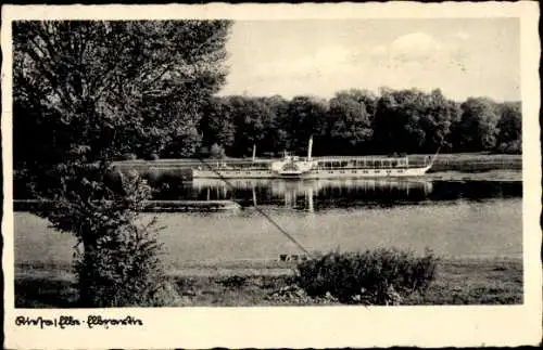 Ak Riesa an der Elbe Sachsen, Panorama, Raddampfer