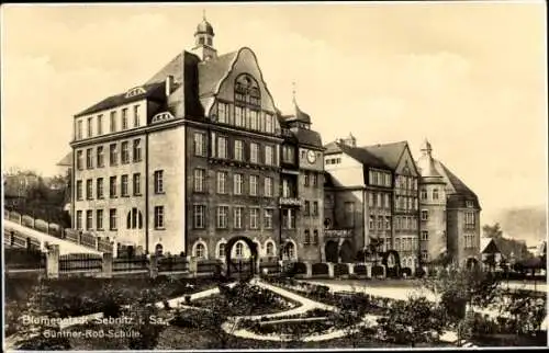 Ak Sebnitz Sachsen, Günther Roß Schule, Gartenanlage