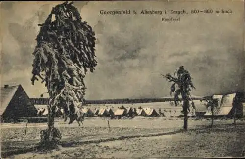 Ak Zinnwald Georgenfeld Altenberg im Erzgebirge, Teilansicht, Rauhfrost