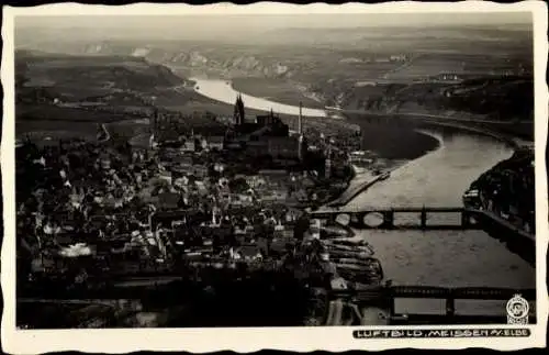 Ak Meißen an der Elbe, Jahrtausenfeier 1929, Stadtansicht, Fliegeraufnahme