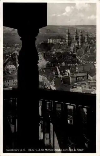 Ak Naumburg an der Saale, Blick von der Wenzel Kirche auf Dom und Stadt