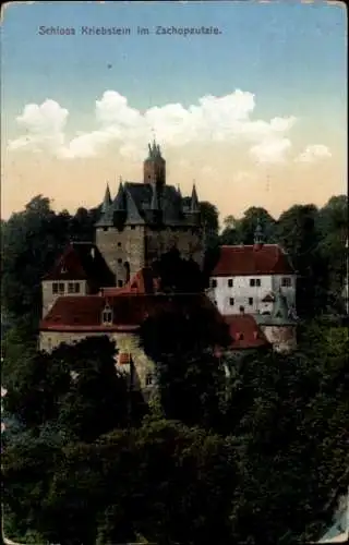 Ak Kriebstein in Sachsen, Burg Kriebstein, Schloss Kriebstein im Zschopautale