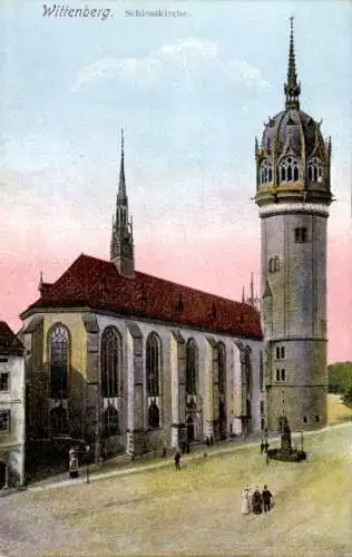 Ak Lutherstadt Wittenberg, Schlosskirche mit Turm