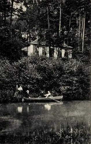 Ak Bad Fallingbostel Lüneburger Heide, Wohnhaus, Fluss, Boot, Wald