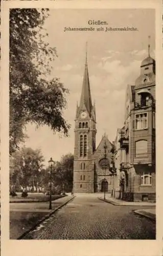 Ak Gießen an der Lahn Hessen, Johannesstraße, Johanneskirche