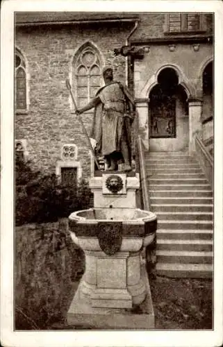 Ak Burg an der Wupper Solingen, Schloss Burg, Standbild des Grafen Adolf von Berg