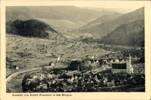 Ak Gernsbach im Murgtal Schwarzwald, Aussicht vom Schloss Eberstein, Kirche