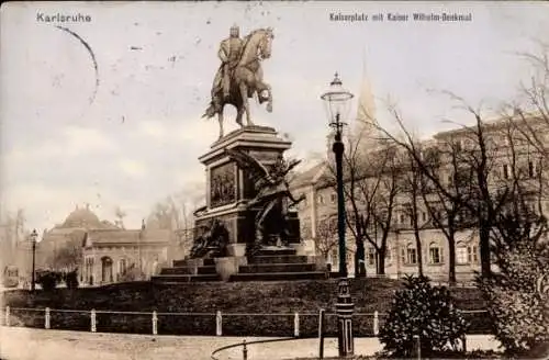 Ak Karlsruhe in Baden, Kaiserplatz, Kaiser Wilhelm Denkmal