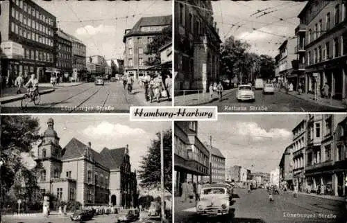 Ak Hamburg Harburg, Lüneburger Straße, Rathausstraße, Rathaus