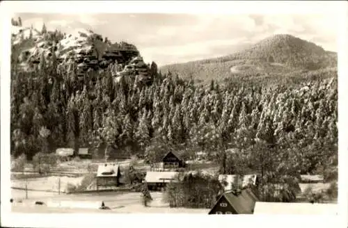 Ak Jonsdorf in der Oberlausitz Sachsen, Panorama, Lausche, Winter