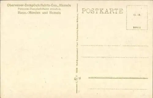 Ak Hann. Münden in Niedersachsen, Weserstein, Dampfer