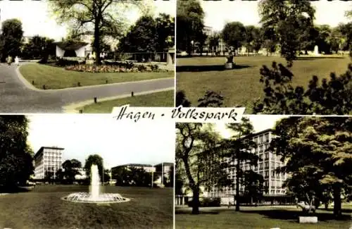 Ak Hagen in Westfalen, Volkspark, Springbrunnen