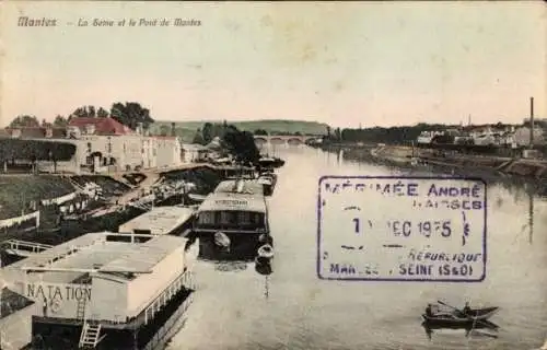 Ak Mantes Yvelines, Seine, Brücke