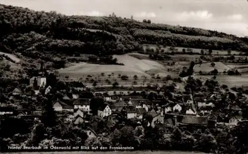 Ak Nieder Beerbach Mühltal im Odenwald, Burg Frankenstein, Panorama