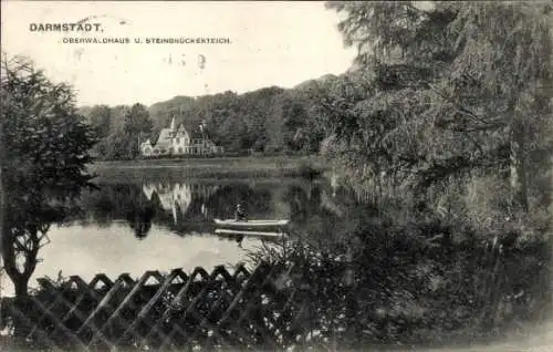 Ak Darmstadt in Hessen, Oberwaldhaus, Steinbrückerteich