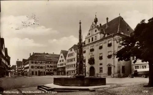 Ak Rottenburg am Neckar, Marktbrunnen, Rathaus